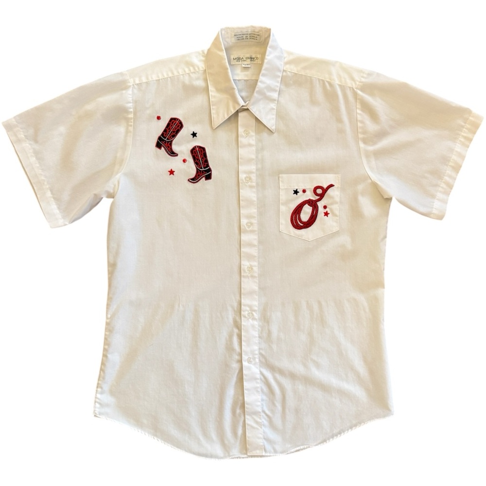 Wrangler White Shirt with Red Embroidery